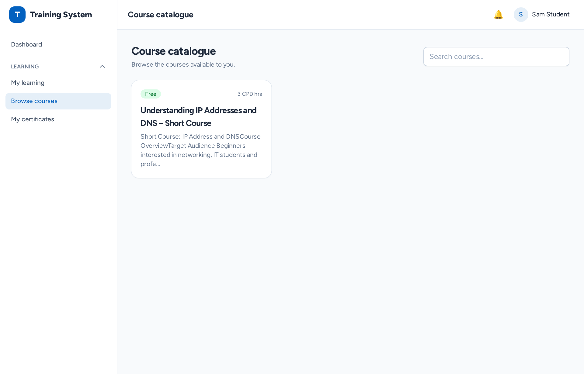 Course catalogue